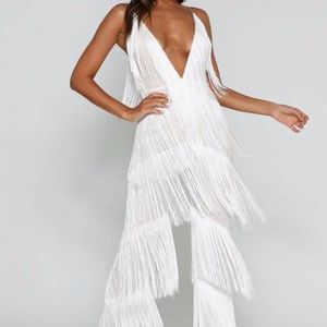 White Fringe Jumpsuit